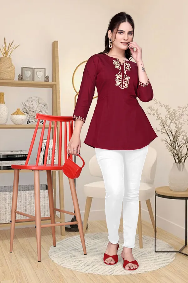 Maroon_Embroidered_Top_for_Women