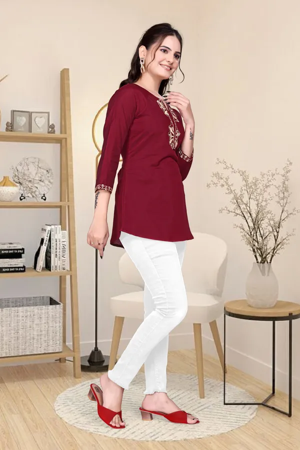 Maroon_Embroidered_Top_for_Women