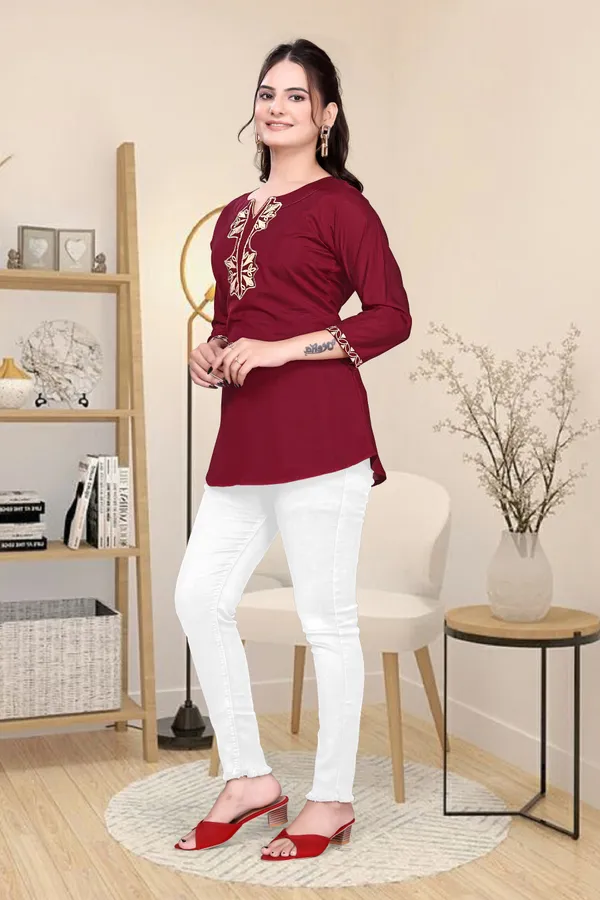 Maroon_Embroidered_Top_for_Women