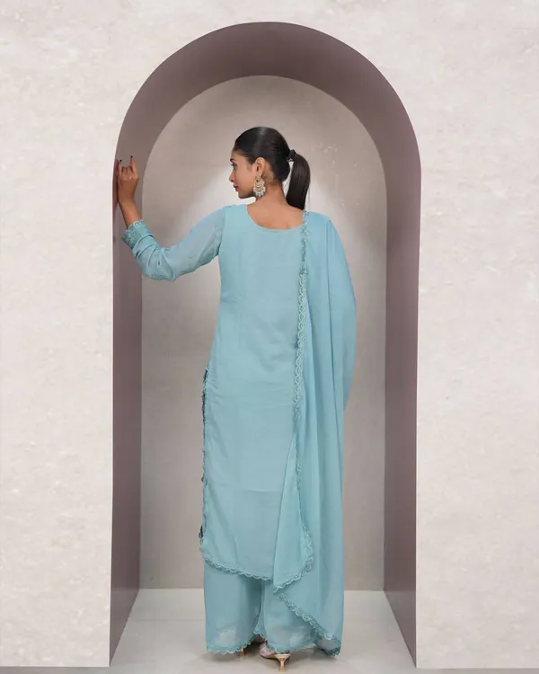 Teal_Blue_Embroidered_Kurta_Palazoo_with_Dupatta