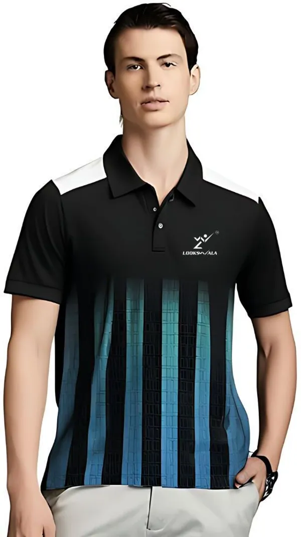 Black_Polyester_Half_Sleeve_Polo_Neck_Printed_Regular_T-Shirt_For_Men