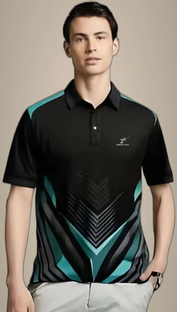 Black_Polyester_Half_Sleeve_Polo_Neck_Printed_Regular_T-Shirt_For_Men