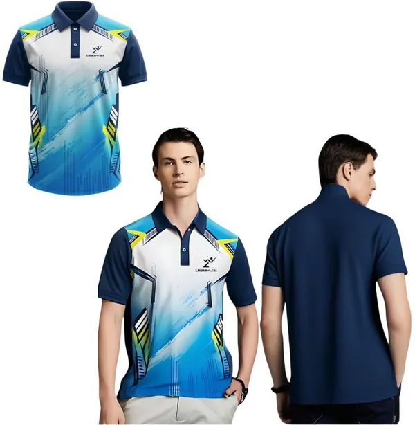 Blue_Polyester_Half_Sleeve_Polo_Neck_Printed_Regular_T-Shirt_For_Men