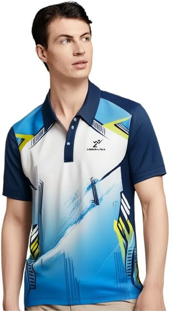 Blue_Polyester_Half_Sleeve_Polo_Neck_Printed_Regular_T-Shirt_For_Men