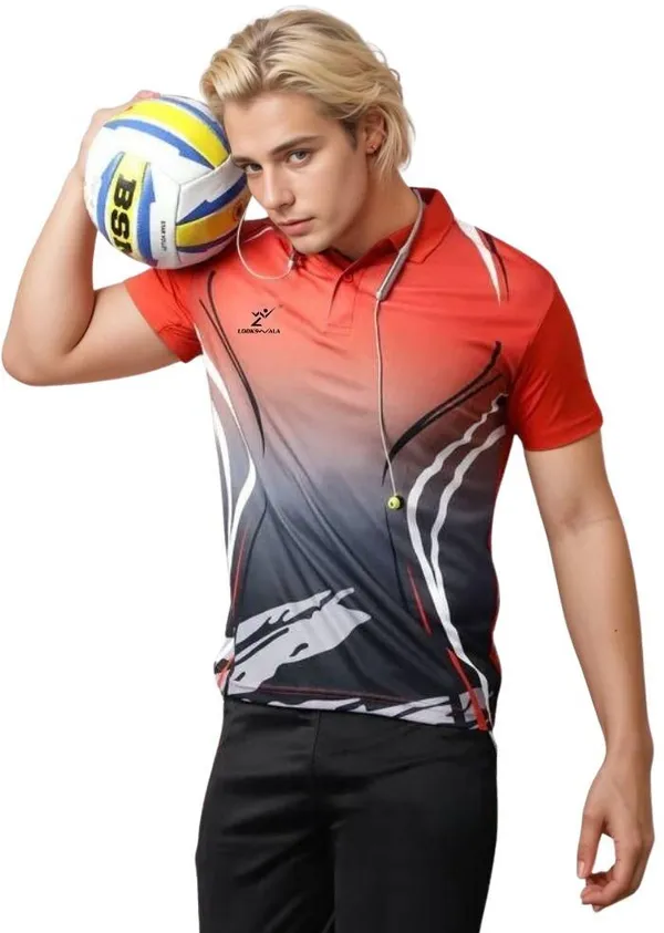 Red_Polyester_Half_Sleeve_Polo_Neck_Solid_Regular_T-Shirt_For_Men