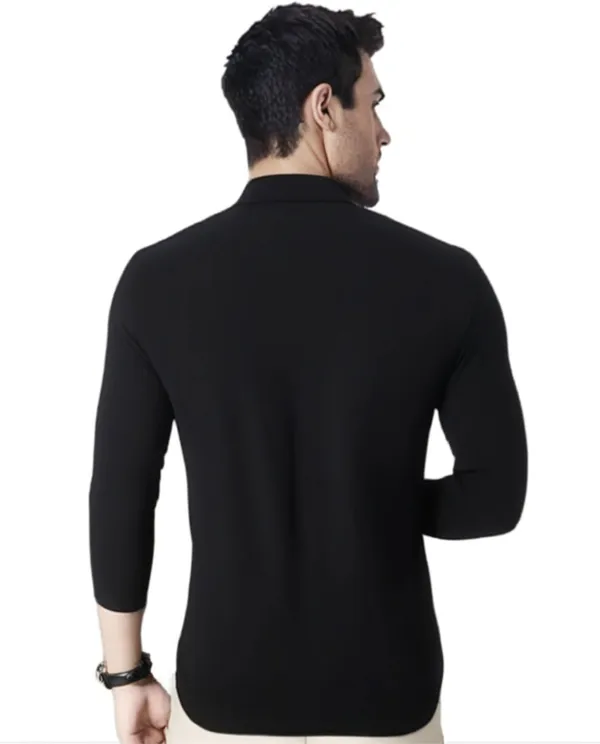 Black_Polyester_Full_Sleeve_Polo_Neck_Self_Design_Regular_T-Shirt_For_Men