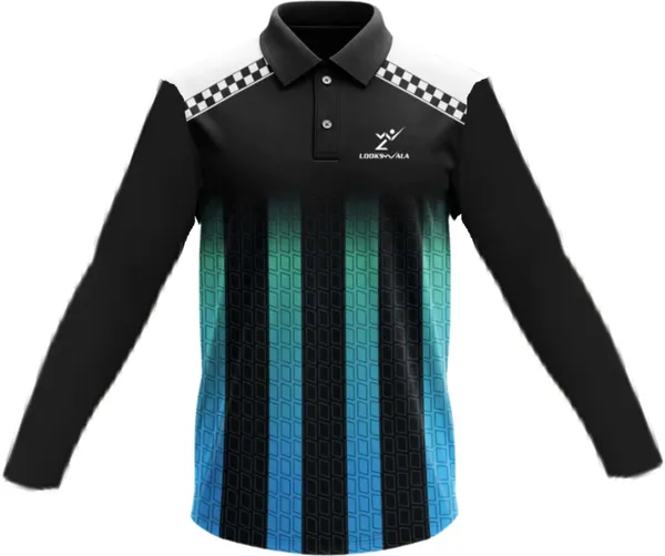 Black_Polyester_Full_Sleeve_Polo_Neck_Self_Design_Regular_T-Shirt_For_Men