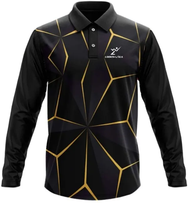 Black_Polyester_Full_Sleeve_Polo_Neck_Printed_Regular_T-Shirt_For_Men