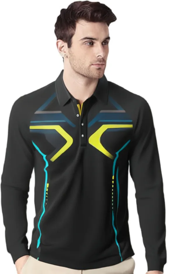 Black_Polyester_Full_Sleeve_Polo_Neck_Printed_Regular_T-Shirt_For_Men