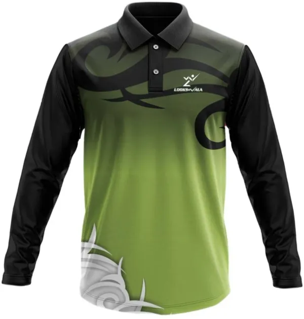 Green__Polyester_Polo_Printed_Full_Sleeve_Regular_T_shirt_For_Men