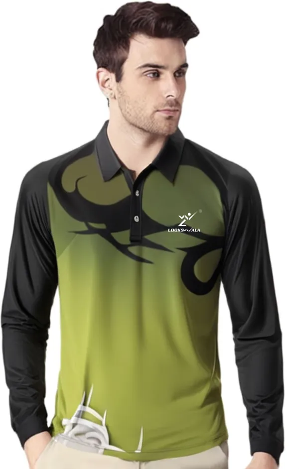 Green__Polyester_Polo_Printed_Full_Sleeve_Regular_T_shirt_For_Men