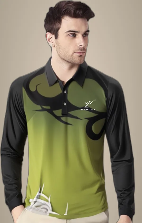 Green__Polyester_Polo_Printed_Full_Sleeve_Regular_T_shirt_For_Men