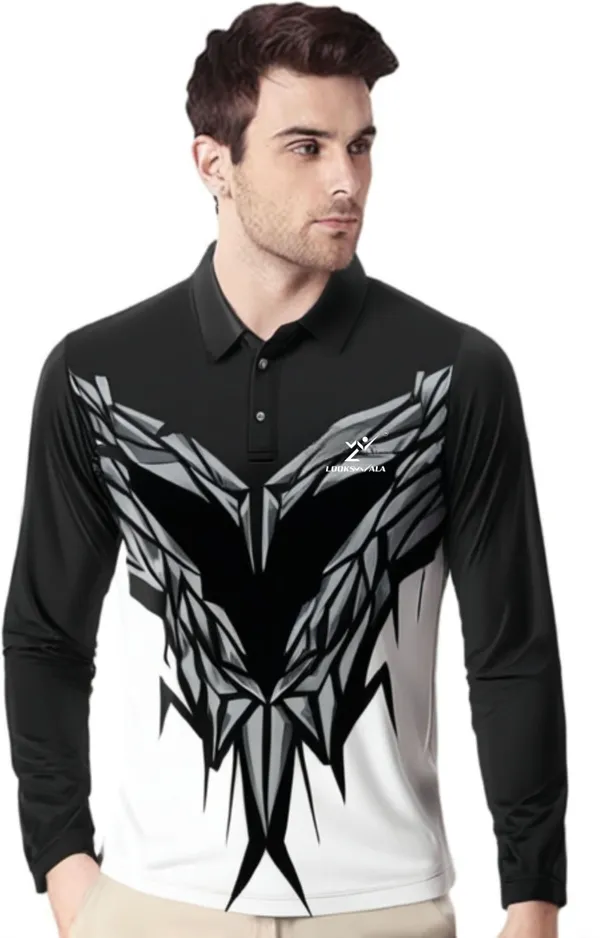 Multicolor_Polyester_Full_Sleeve_Polo_Neck_Printed_Regular_T-Shirt_For_Men