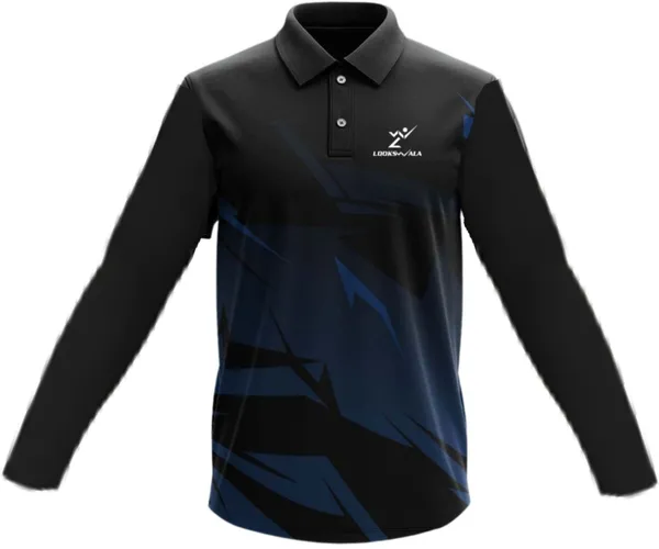 Black_Polyester_Full_Sleeve_Polo_Neck_Printed_Regular_T-Shirt_For_Men