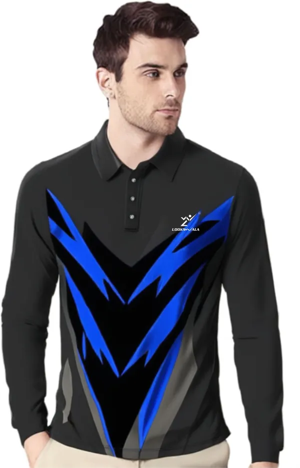 Black_Polyester_Full_Sleeve_Polo_Neck_Printed_Regular_T-Shirt_For_Men