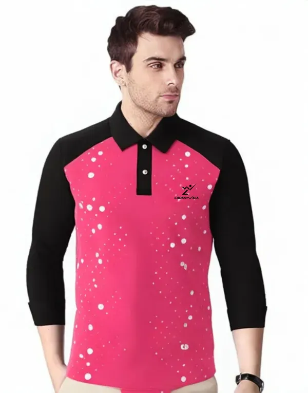 Pink_&_Black_Polyester_Full_Sleeve_Polo_Neck_Printed_Regular_T-Shirt_For_Men