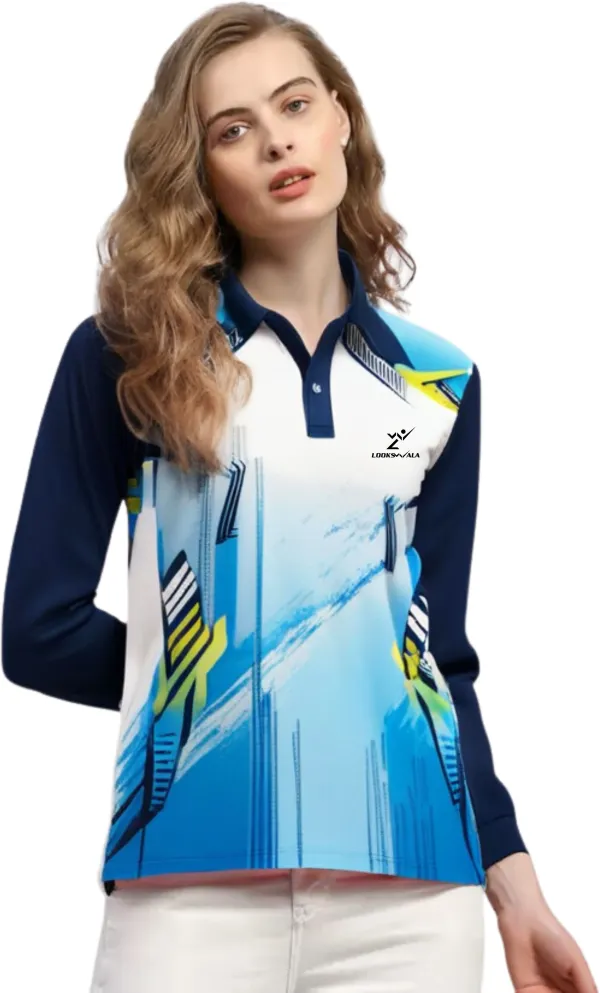 Multicolor_Polyester_Full_Sleeve_Polo_Neck_Printed_Regular_T-Shirt_For_Women