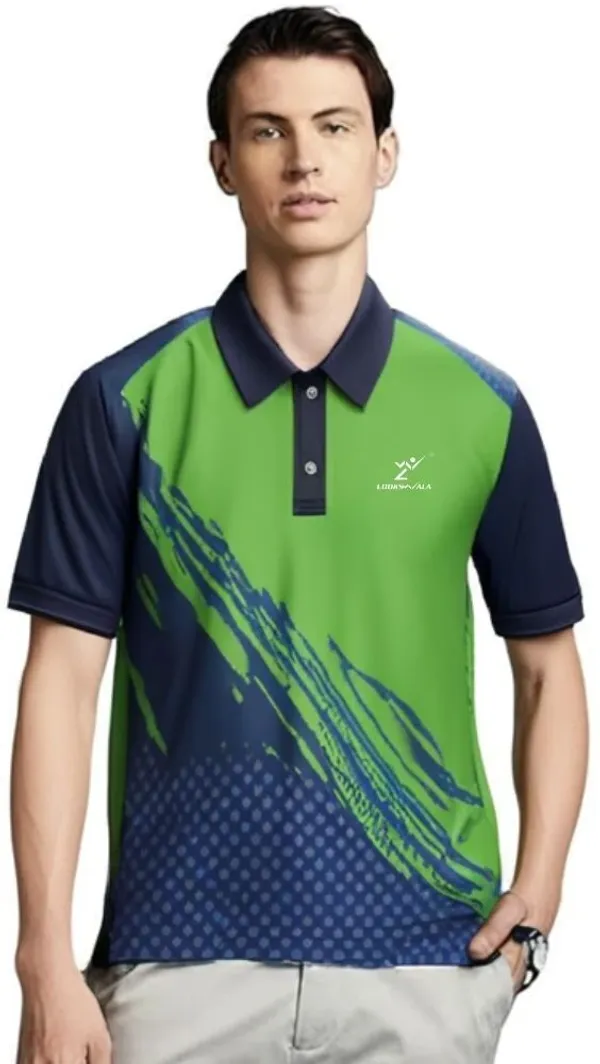 Blue_Polyester_Half_Sleeve_Polo_Neck_Printed_Regular_T-Shirt_For_Men
