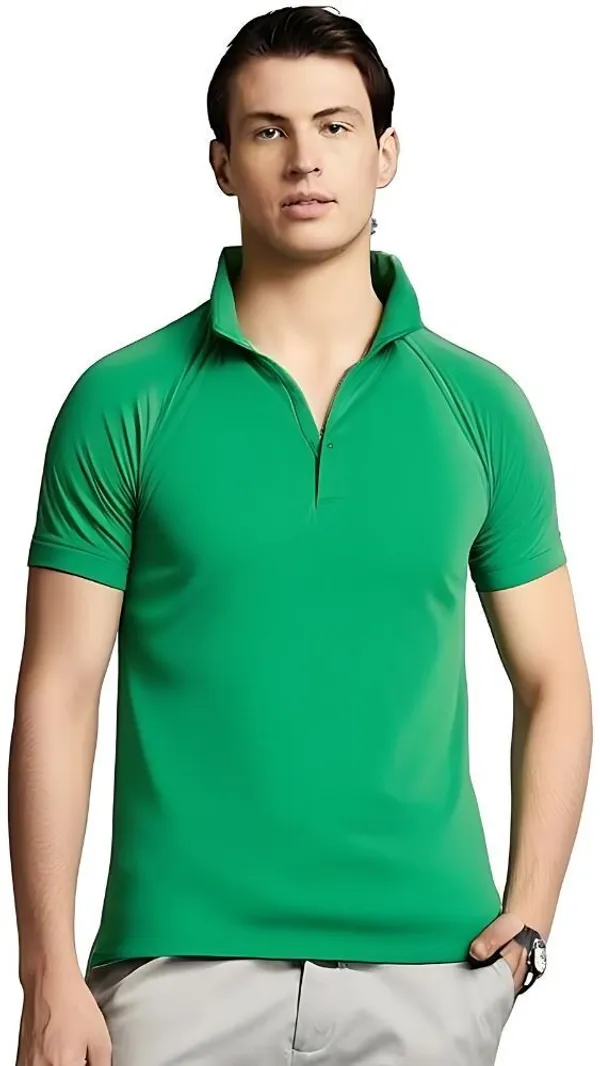 Green_Polyester_Half_Sleeve_Polo_Neck_Solid_Regular_T-Shirt_For_Men
