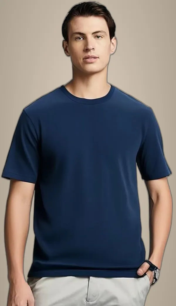 Navy_Blue_Polyester_Half_Sleeve_Round_Neck_Solid_Regular_T-Shirt_For_Men