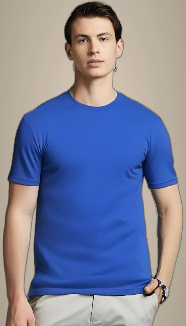 Blue_Polyester_Short_Sleeve_Round_Neck_Solid_Regular_T-Shirt_For_Men