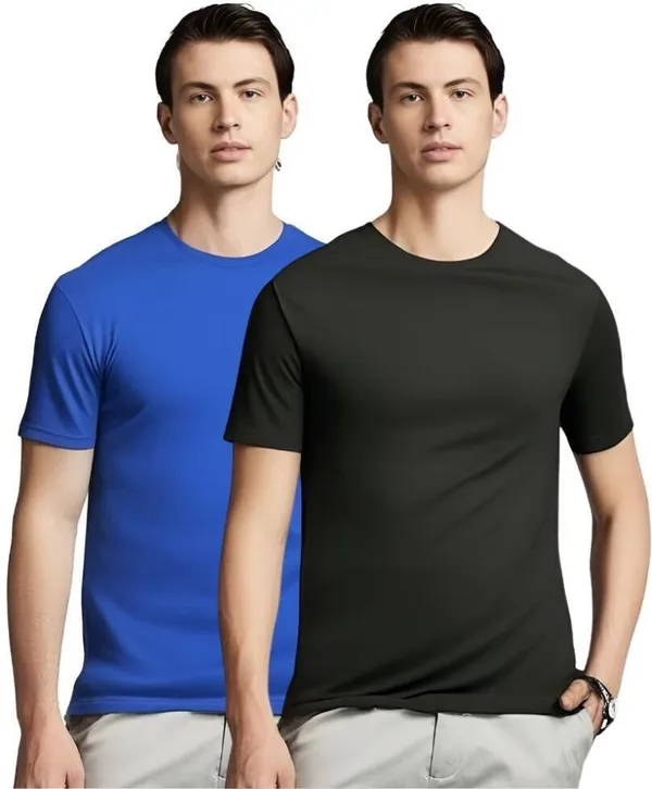 Pack_Of_2_Multicolor_Polyester_Half_Sleeve_Round_Neck_Solid_Regular_T-Shirt_For_Men