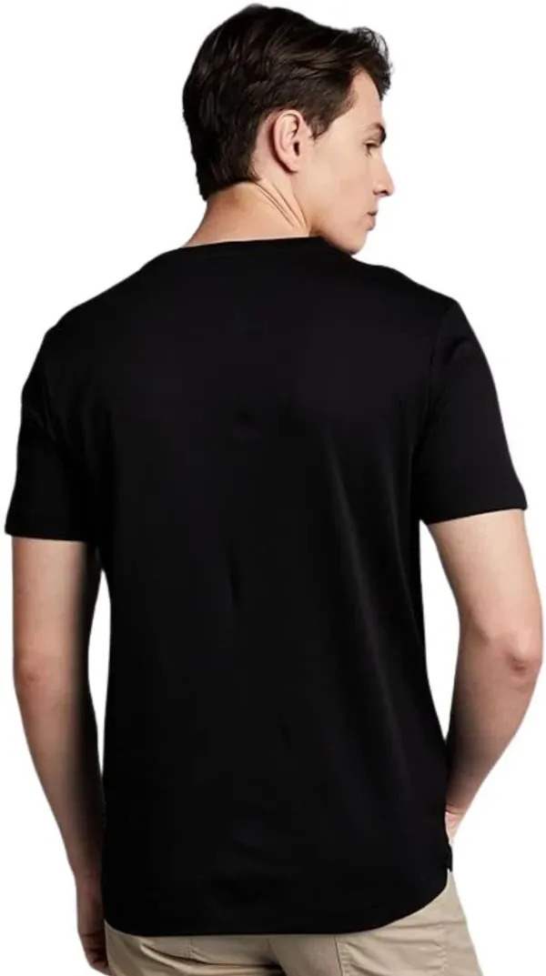 Black_Cotton_Blend_Half_Sleeve_Round_Neck_Solid_Regular_T-Shirt_For_Men