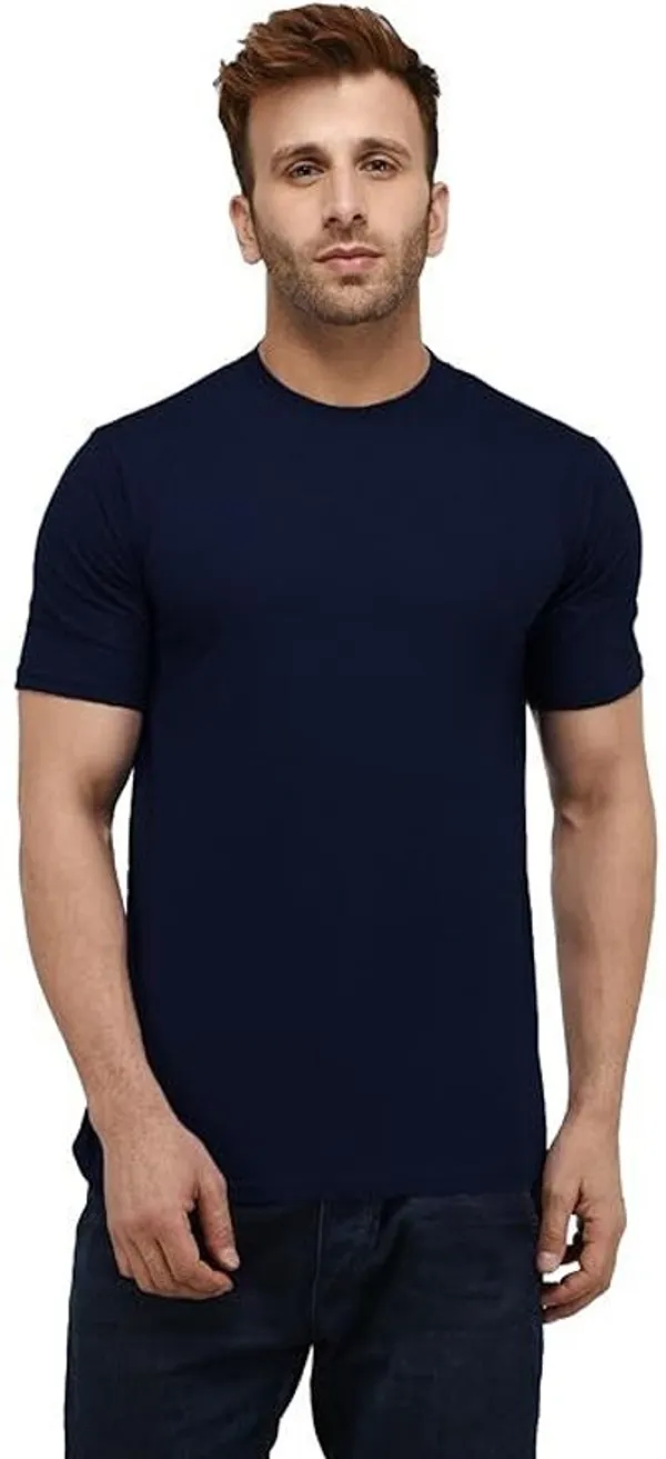 Navy_Blue_Cotton_Blend_Half_Sleeve_Round_Neck_Solid_Regular_T-Shirt_For_Men