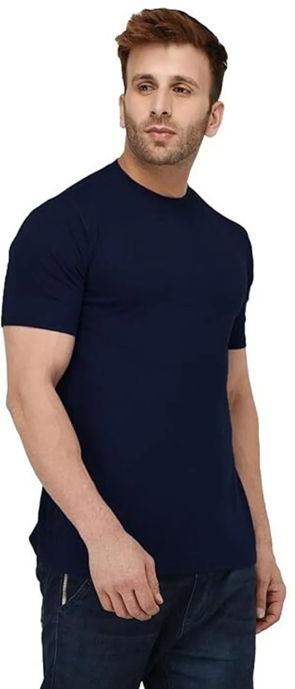Navy_Blue_Cotton_Blend_Half_Sleeve_Round_Neck_Solid_Regular_T-Shirt_For_Men