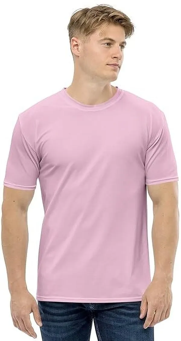 Pink_Cotton_Blend_Half_Sleeve_Round_Neck_Solid_Regular_T-Shirt_For_Men