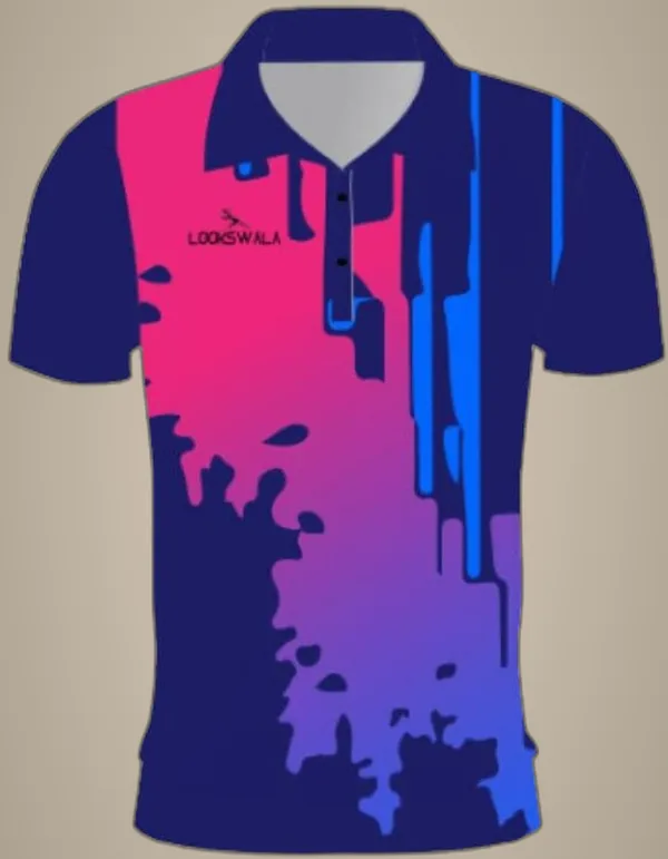 Blue_Polyester_Short_Sleeve_Polo_Neck_Printed_Regular_T-Shirt_For_Unisex