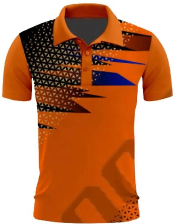 Orange_Polyester_Half_Sleeve_Polo_Neck_Printed_Regular_T-Shirt_For_Unisex