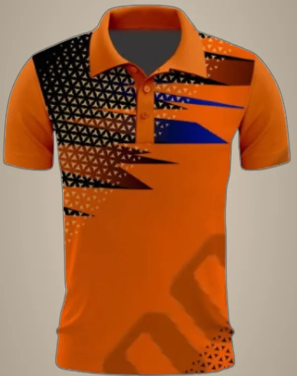 Orange_Polyester_Half_Sleeve_Polo_Neck_Printed_Regular_T-Shirt_For_Unisex