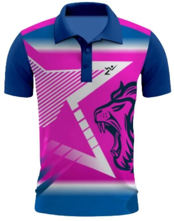 Pink_Polyester_Half_Sleeve_Polo_Neck_Printed_Regular_T-Shirt_For_Unisex