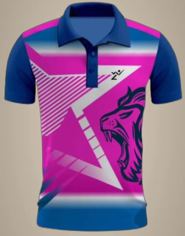 Pink_Polyester_Half_Sleeve_Polo_Neck_Printed_Regular_T-Shirt_For_Unisex