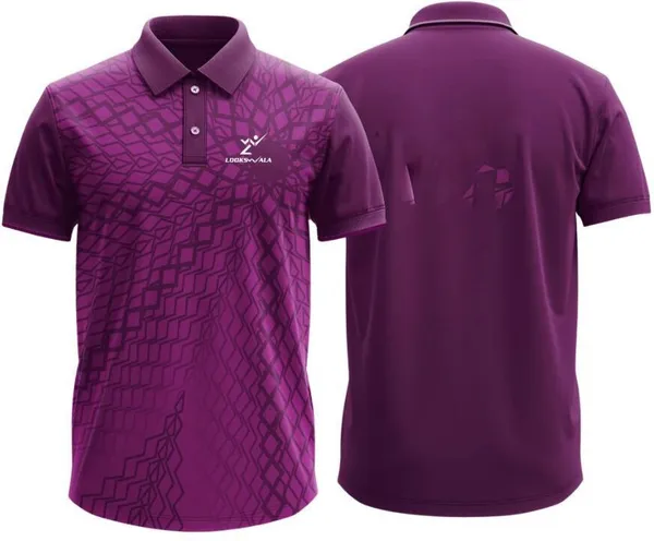 Purple_Polyester_Short_Sleeve_Polo_Neck_Solid_Regular_T-Shirt_For_Men