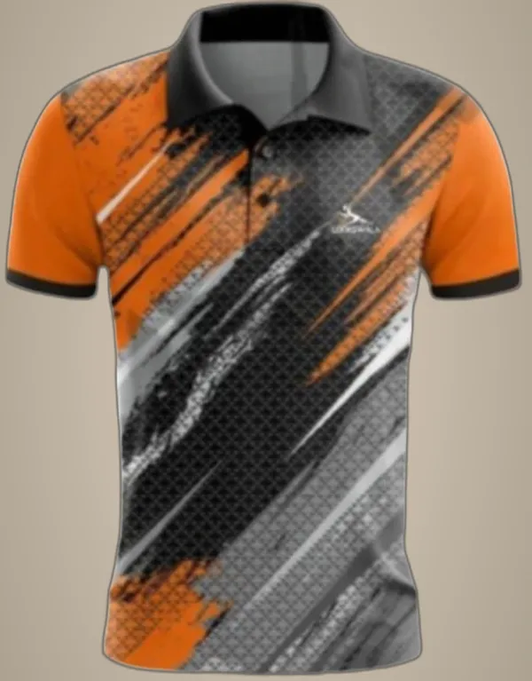 Orange_Polyester_Half_Sleeve_Polo_Neck_Printed_Regular_T-Shirt_For_Unisex