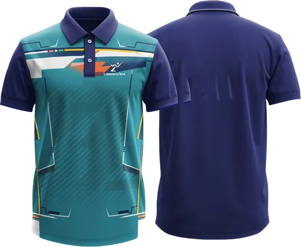 Blue_Polyester_Half_Sleeve_Polo_Neck_Printed_Regular_T-Shirt_For_Men