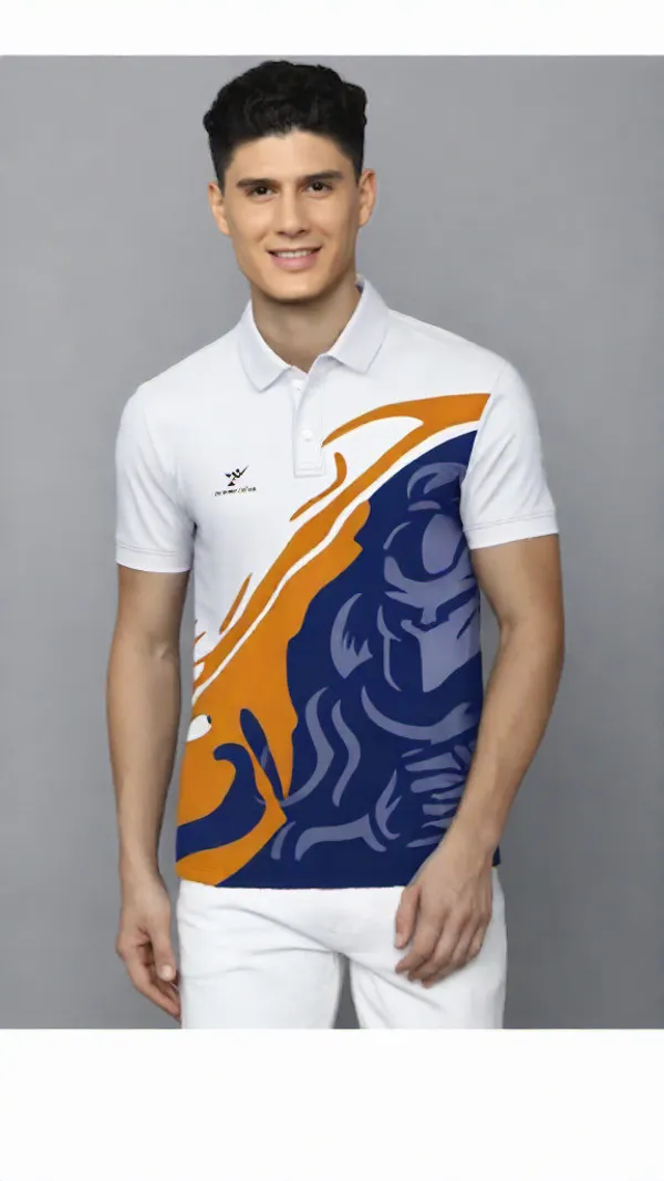 White_Polyester_Half_Sleeve_Polo_Neck_Printed_Regular_T-Shirt_For_Men