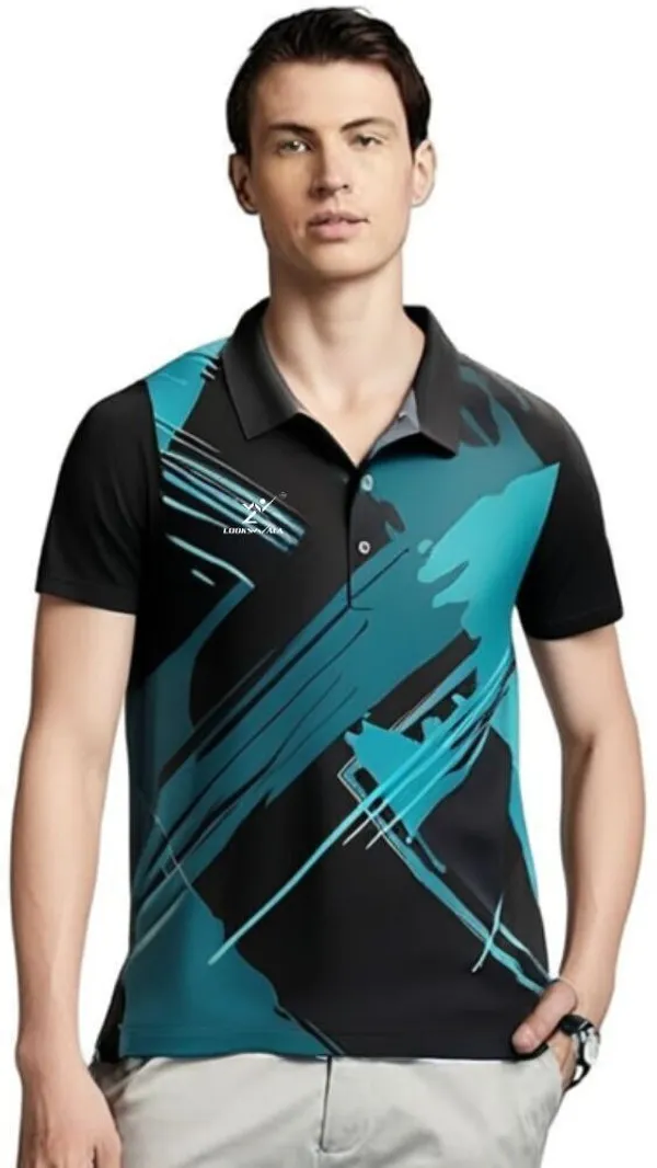 Blue_Polyester_Half_Sleeve_Polo_Neck_Printed_Regular_T-Shirt_For_Men