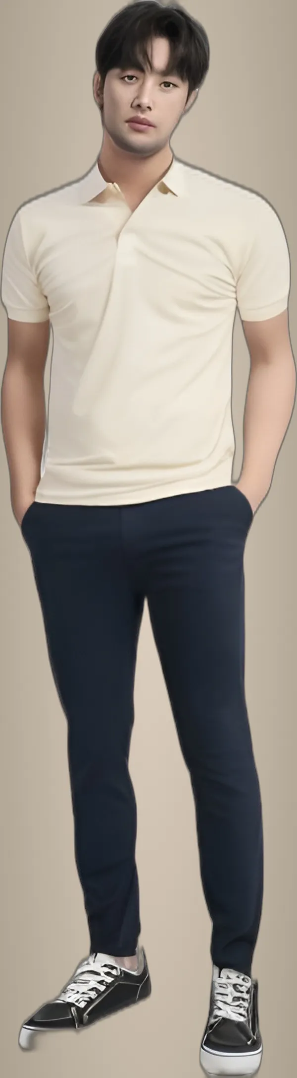 Beige_Polyester_Half_Sleeve_Polo_Neck_Solid_Regular_T-Shirt_For_Unisex
