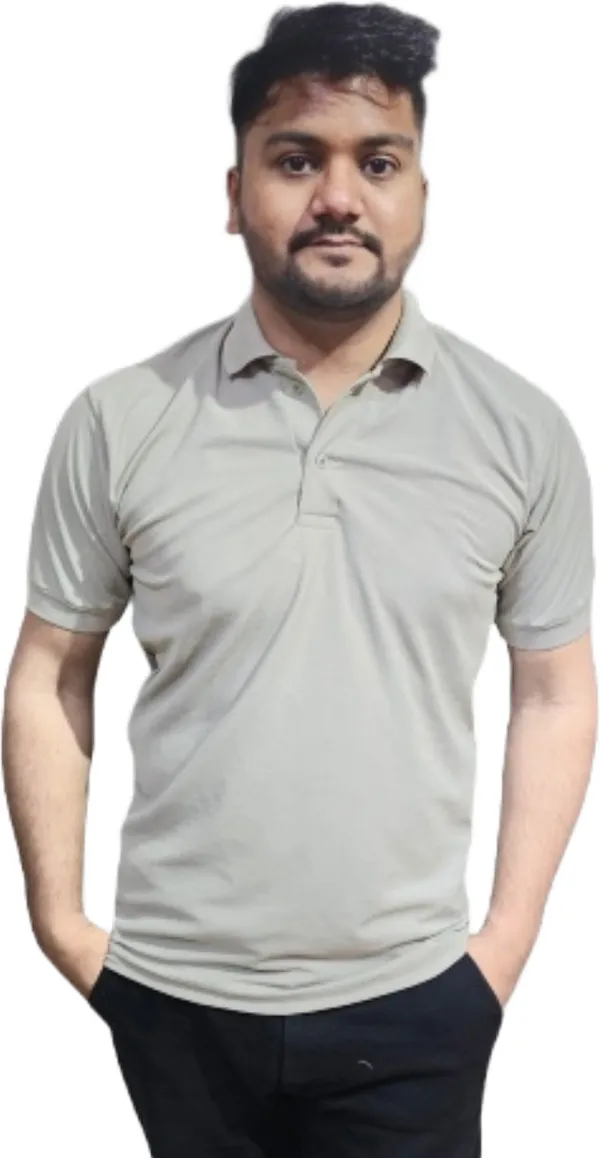Grey_Polyester_Half_Sleeve_Polo_Neck_Solid_Regular_T-Shirt_For_Unisex