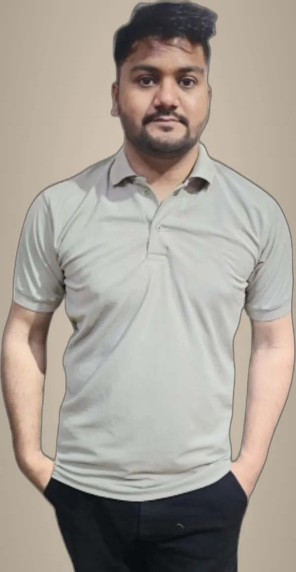 Grey_Polyester_Half_Sleeve_Polo_Neck_Solid_Regular_T-Shirt_For_Unisex