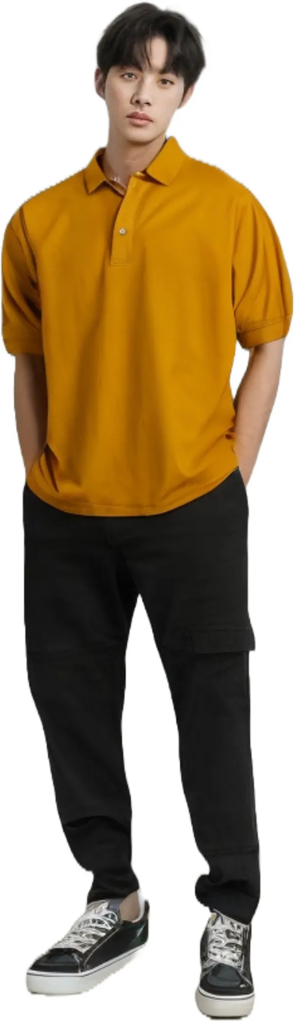 Yellow_Polyester_Half_Sleeve_Polo_Neck_Solid_Regular_T-Shirt_For_Men