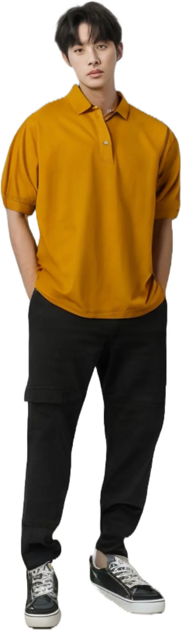 Yellow_Polyester_Half_Sleeve_Polo_Neck_Solid_Regular_T-Shirt_For_Men