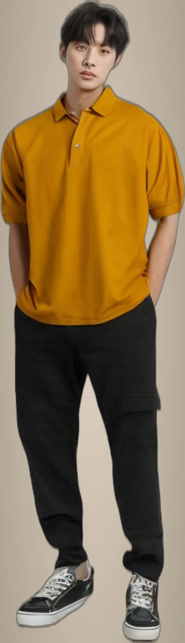 Yellow_Polyester_Half_Sleeve_Polo_Neck_Solid_Regular_T-Shirt_For_Men