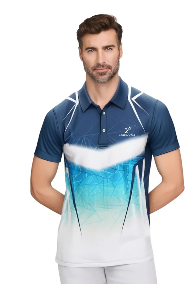 Blue_Polyester_Half_Sleeve_Polo_Neck_Printed_Regular_T-Shirt_For_Men