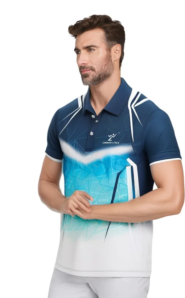 Blue_Polyester_Half_Sleeve_Polo_Neck_Printed_Regular_T-Shirt_For_Men