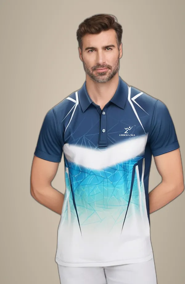 Blue_Polyester_Half_Sleeve_Polo_Neck_Printed_Regular_T-Shirt_For_Men