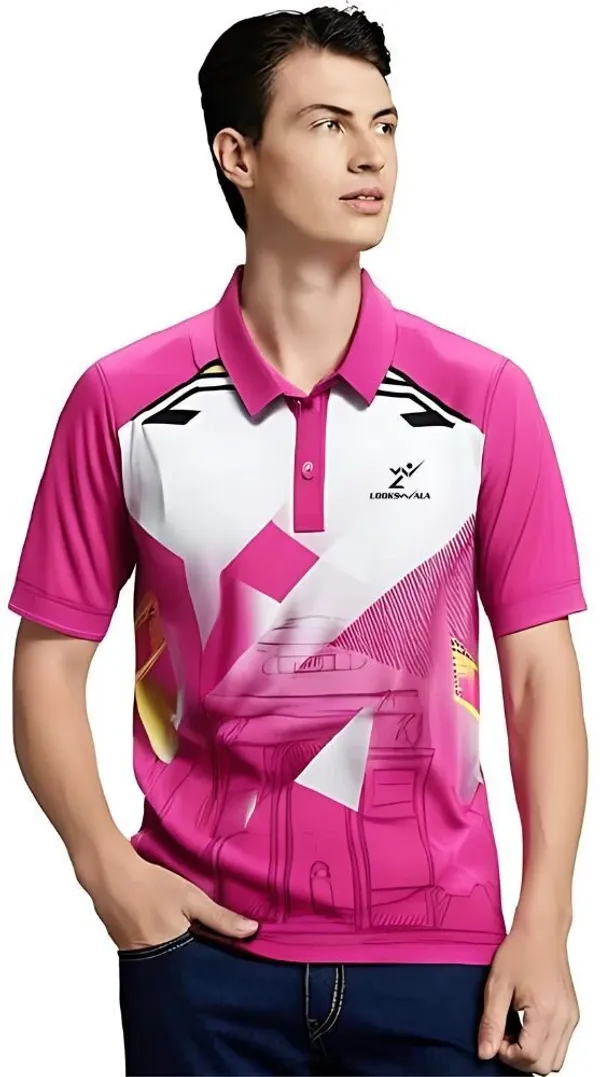 Pink_Polyester_Half_Sleeve_Polo_Neck_Printed_Regular_T-Shirt_For_Men